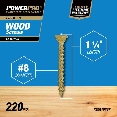Image showing  Power Pro Premium Exterior Wood Screws (#8 x 1-1/4 in.) - 1lb Box