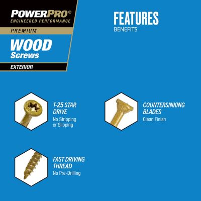 Image showing  Power Pro Premium Exterior Wood Screws (#8 x 1-1/4 in.) - 1lb Box