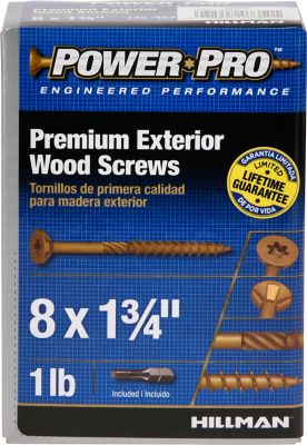 Hillman Power Pro Premium Exterior Wood Screws (#8 x 1-3/4in.) - 1lb