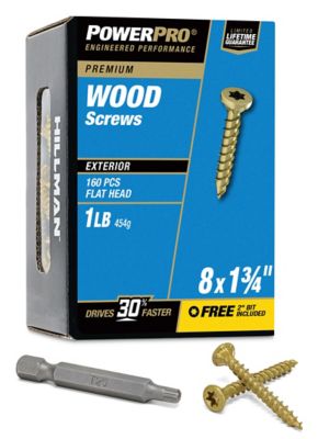 Hillman Power Pro Premium Exterior Wood Screws (#8 x 1-3/4in.) - 1lb