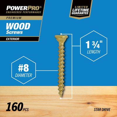 Image showing  Power Pro Premium Exterior Wood Screws (#8 x 1-3/4 in.) - 1lb Box