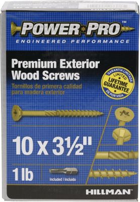 Hillman Power Pro Premium Exterior Wood Screws (#10 x 3-1/2in.) -1lb