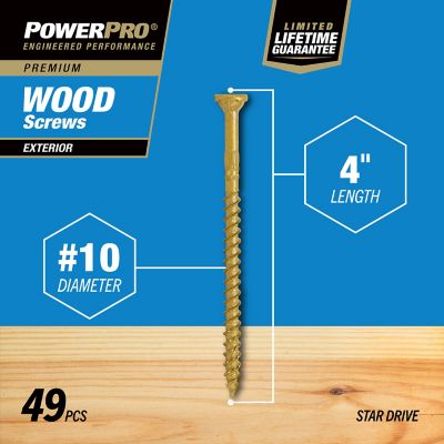 Image showing  Power Pro Premium Exterior Wood Screws (#10 x 4 in.) - 1lb Box