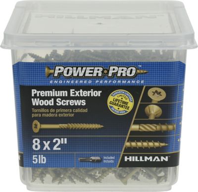 Hillman Power Pro Premium Exterior Wood Screws (#8 x 2in.) -5lb