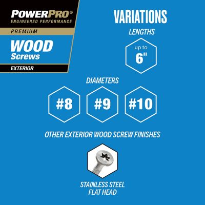 Image showing  Power Pro Premium Exterior Wood Screws (#8 x 2 in.) - 5lb Box