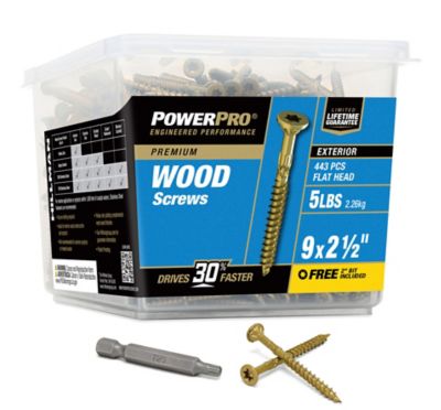 Hillman Power Pro Premium Exterior Wood Screws (#9 x 2-1/2 in.) -5lb