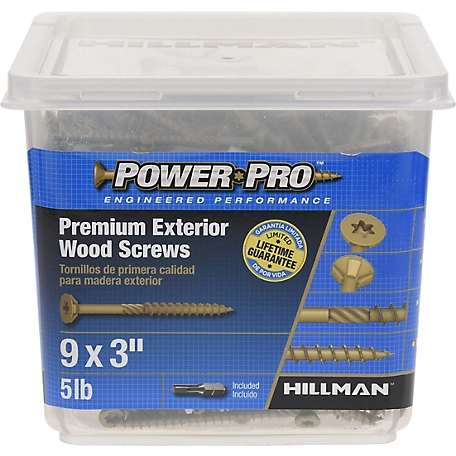Hillman Power Pro Premium Exterior Wood Screws (#9 x 3 in.) -5lb