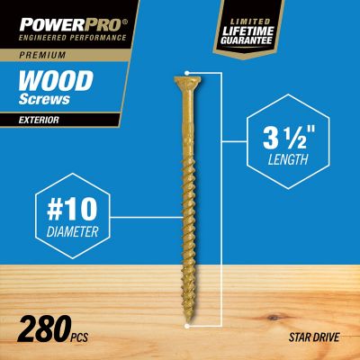 Image showing  Power Pro Premium Exterior Wood Screws (#10 x 3-1/2 in.) - 5lb Box