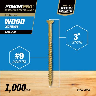 Image showing  Power Pro Premium Exterior Wood Screws (#9 x 3 in.) - 1000 pc.
