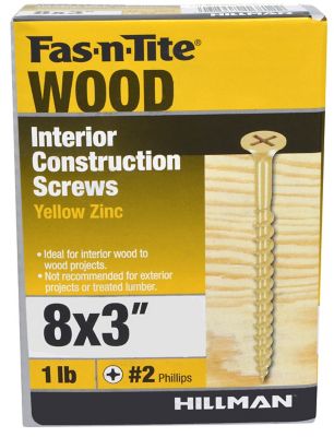 Hillman Fas-n-Tite #8 x 3-in Yellow Zinc Interior Wood Screws