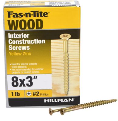 Image showing  #8 x 3 in. Fas-n-Tite Interior Wood Screws, Yellow Zinc, 77-Pack