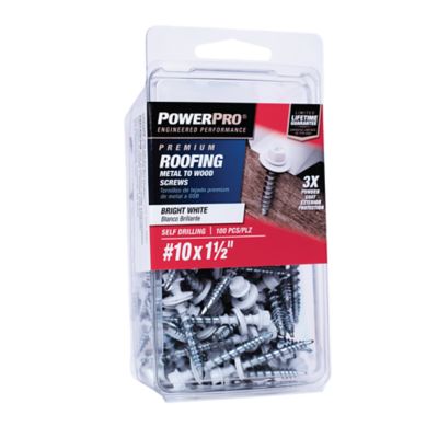 Hillman 10 x 1-1/2 in. Power Pro Premium Exterior Metal Polebarn Screw, White