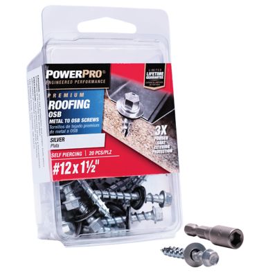 Image showing  #12-14 x 1-1/2 in. Power Pro Silver Self-Piercing Metal-to-OSB Roofing Screws, 20-Pack