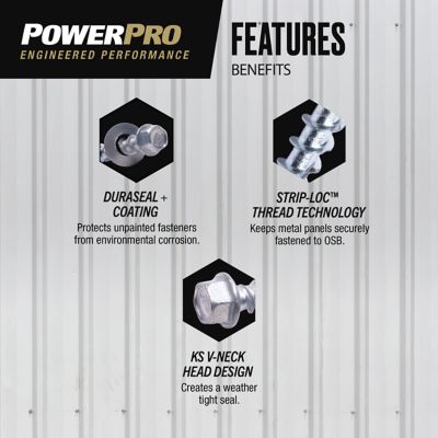 Image showing  #12-14 x 1-1/2 in. Power Pro Silver Self-Piercing Metal-to-OSB Roofing Screws, 20-Pack