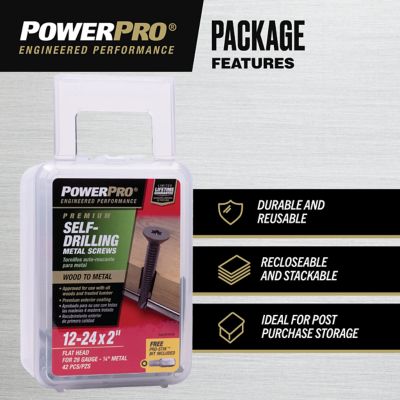 Image showing  #12 x 2 in. Power Pro Star-Drive Sheet Metal Screws, 42-Pack