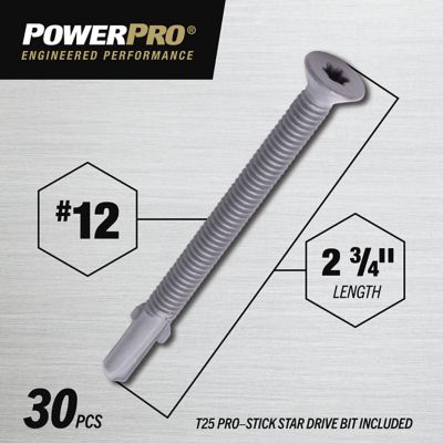 Image showing  #12 x 2-3/4 in. Power Pro Star-Drive Sheet Metal Screws, 30-Pack