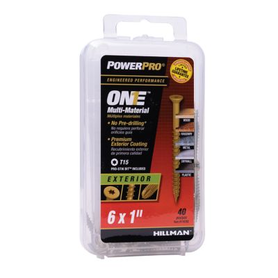 Hillman #6 x 1 in. Power Pro ONE Flat Exterior Multi-Material Screws, Bronze, 40-Pack