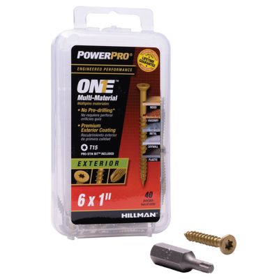 Image showing  #6 x 1 in. Power Pro ONE Flat Exterior Multi-Material Screws, Bronze, 40-Pack