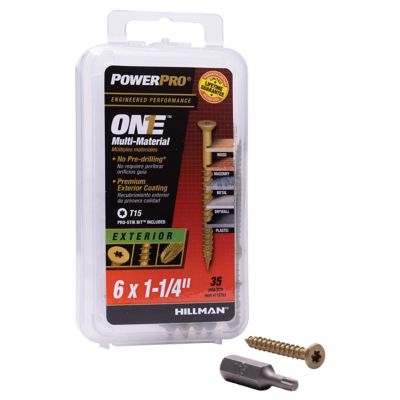 Image showing  #6 x 1-1/4 in. Power Pro ONE Flat Exterior Multi-Material Screws, Bronze, 35-Pack