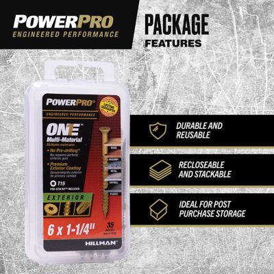 Image showing  #6 x 1-1/4 in. Power Pro ONE Flat Exterior Multi-Material Screws, Bronze, 35-Pack