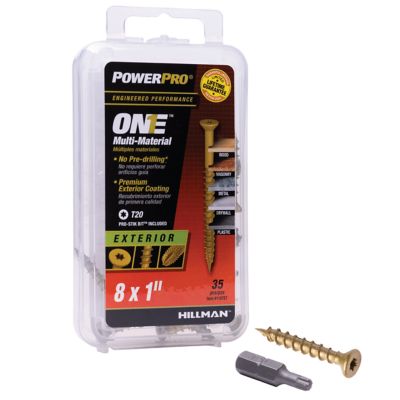 Image showing  #8 x 1 in. Power Pro ONE Flat Exterior Multi-Material Screws, Bronze, 35-Pack
