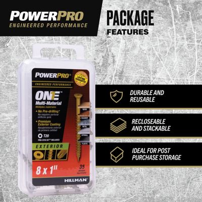 Image showing  #8 x 1 in. Power Pro ONE Flat Exterior Multi-Material Screws, Bronze, 35-Pack