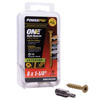 Image showing  #8 x 1-1/4 in. Power Pro ONE Flat Exterior Multi-Material Screws, Bronze, 30-Pack