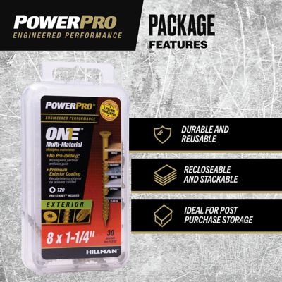 Image showing  #8 x 1-1/4 in. Power Pro ONE Flat Exterior Multi-Material Screws, Bronze, 30-Pack