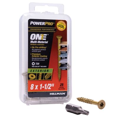 Image showing  #8 x 1-1/2 in. Power Pro ONE Flat Exterior Multi-Material Screws, Bronze, 25-Pack