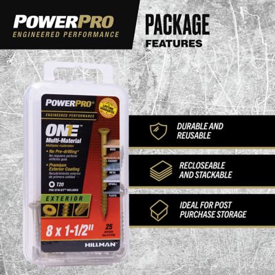 Image showing  #8 x 1-1/2 in. Power Pro ONE Flat Exterior Multi-Material Screws, Bronze, 25-Pack