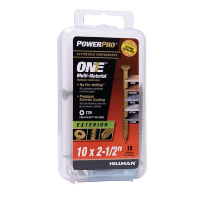 Hillman Power Pro ONE Flat Exterior Bronze Multi-Material Screws (#8 x 2in.) -20 Pack