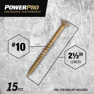 Image showing  #8 x 2 in. Power Pro ONE Flat Exterior Multi-Material Screws, Bronze, 20-Pack
