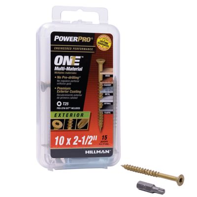 Image showing  #8 x 2 in. Power Pro ONE Flat Exterior Multi-Material Screws, Bronze, 20-Pack