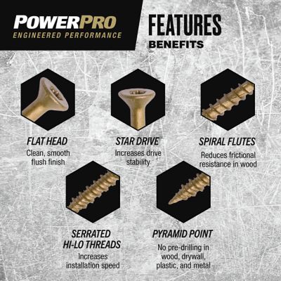 Image showing  #8 x 2 in. Power Pro ONE Flat Exterior Multi-Material Screws, Bronze, 20-Pack