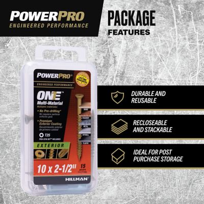 Image showing  #8 x 2 in. Power Pro ONE Flat Exterior Multi-Material Screws, Bronze, 20-Pack