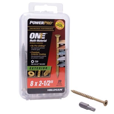 Image showing  #8 x 2-1/2 in. Power Pro ONE Flat Exterior Multi-Material Screws, Bronze, 20-Pack