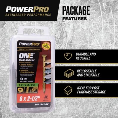 Image showing  #8 x 2-1/2 in. Power Pro ONE Flat Exterior Multi-Material Screws, Bronze, 20-Pack
