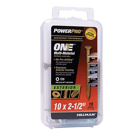 Hillman Power Pro ONE Flat Exterior Bronze Multi-Material Screws (#10 x 2-1/2in.) -15 Pack