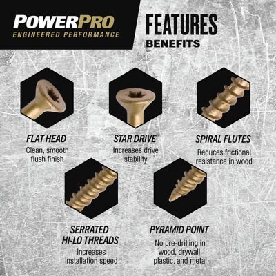 Image showing  #10 x 3 in. Power Pro ONE Flat Exterior Multi-Material Screws, Bronze, 15-Pack
