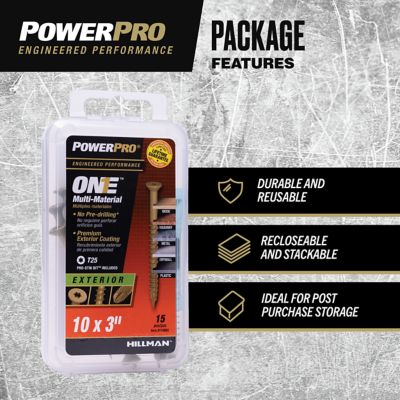 Image showing  #10 x 3 in. Power Pro ONE Flat Exterior Multi-Material Screws, Bronze, 15-Pack