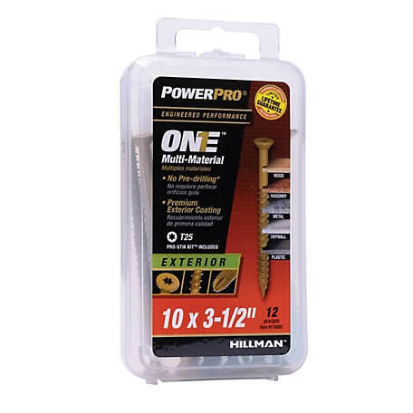 Hillman Power Pro ONE Flat Exterior Bronze Multi-Material Screws (#10 x 3-1/2in.) -12 Pack