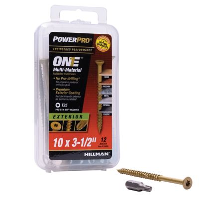 Image showing  #10 x 3-1/2 in. Power Pro ONE Flat Exterior Multi-Material Screws, Bronze, 12-Pack