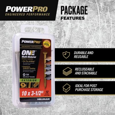 Image showing  #10 x 3-1/2 in. Power Pro ONE Flat Exterior Multi-Material Screws, Bronze, 12-Pack