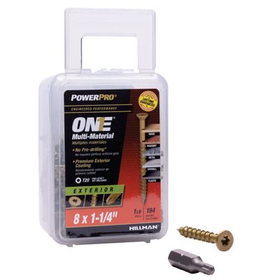 Image showing  #8 x 1-1/4 in. Power Pro ONE Flat Exterior Multi-Material Screws, Bronze, 194-Pack