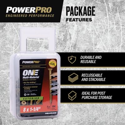 Image showing  #8 x 1-1/4 in. Power Pro ONE Flat Exterior Multi-Material Screws, Bronze, 194-Pack