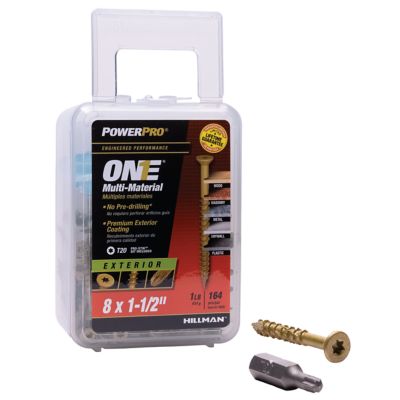 Image showing  #8 x 1-1/2 in. Power Pro ONE Flat Exterior Multi-Material Screws, Bronze, 164-Pack