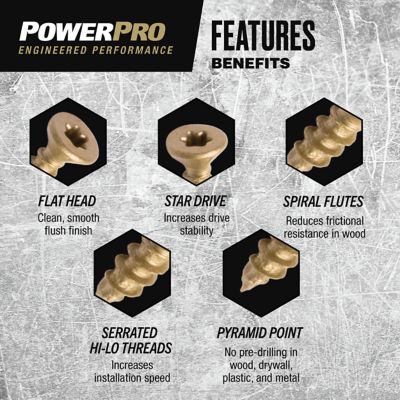 Image showing  #8 x 1-1/2 in. Power Pro ONE Flat Exterior Multi-Material Screws, Bronze, 164-Pack
