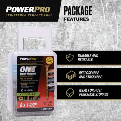 Image showing  #8 x 1-1/2 in. Power Pro ONE Flat Exterior Multi-Material Screws, Bronze, 164-Pack