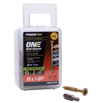 Image showing  #10 x 1-3/4 in. Power Pro ONE Flat Exterior Multi-Material Screws, Bronze, 106-Pack