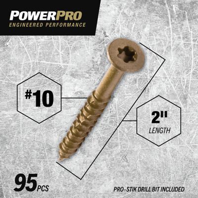 Image showing  #10 x 2 in. Power Pro ONE Flat Exterior Multi-Material Screws, Bronze, 95-Pack